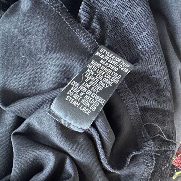 A. Byer Boho Black Sheer Embroidered Bell Sleeve Top  S - Picture 10 of 13